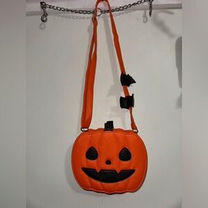 Halloween pumpkin jack o lantern crossbody bag. Orange, new, spooky, purse.